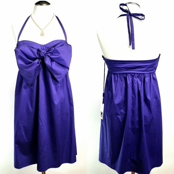 Missoni Halter Tie Purple Bow Front Dress Size 4 - Picture 2 of 8
